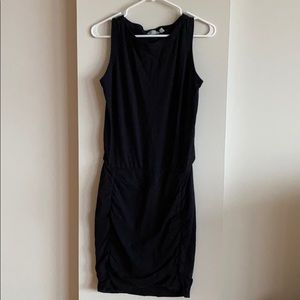 Athleta Ruched Sleeveless Black Dress